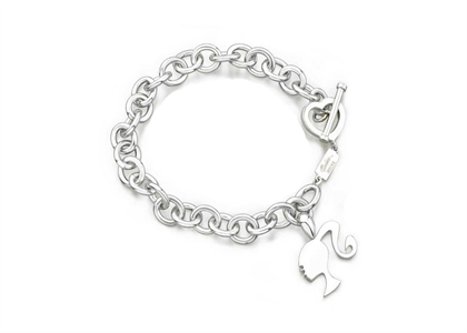 Silver Plated Womens Toggle Charm Bracelet